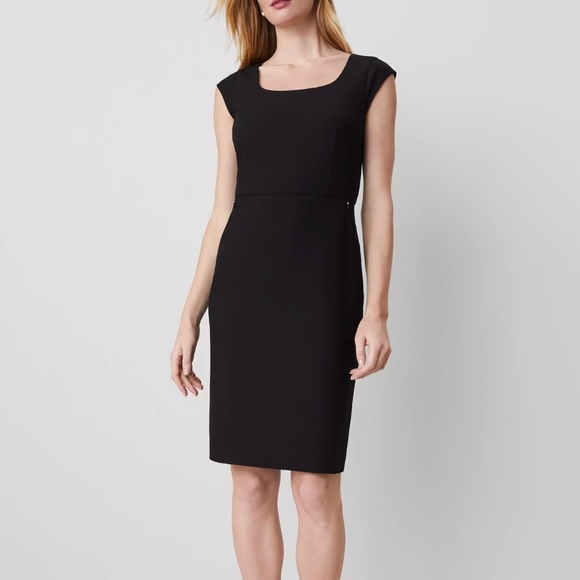 Ann Taylor Scoop Neck Dress Bi Stretch Black Office - Picture 1 of 8